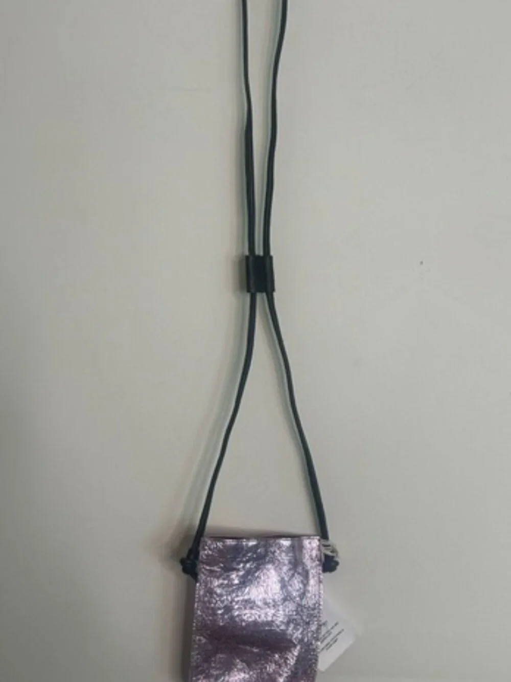 Free People Glitter Damsel Metallic Pink Leather Crossbody Handmade NWT - Picture 12 of 16